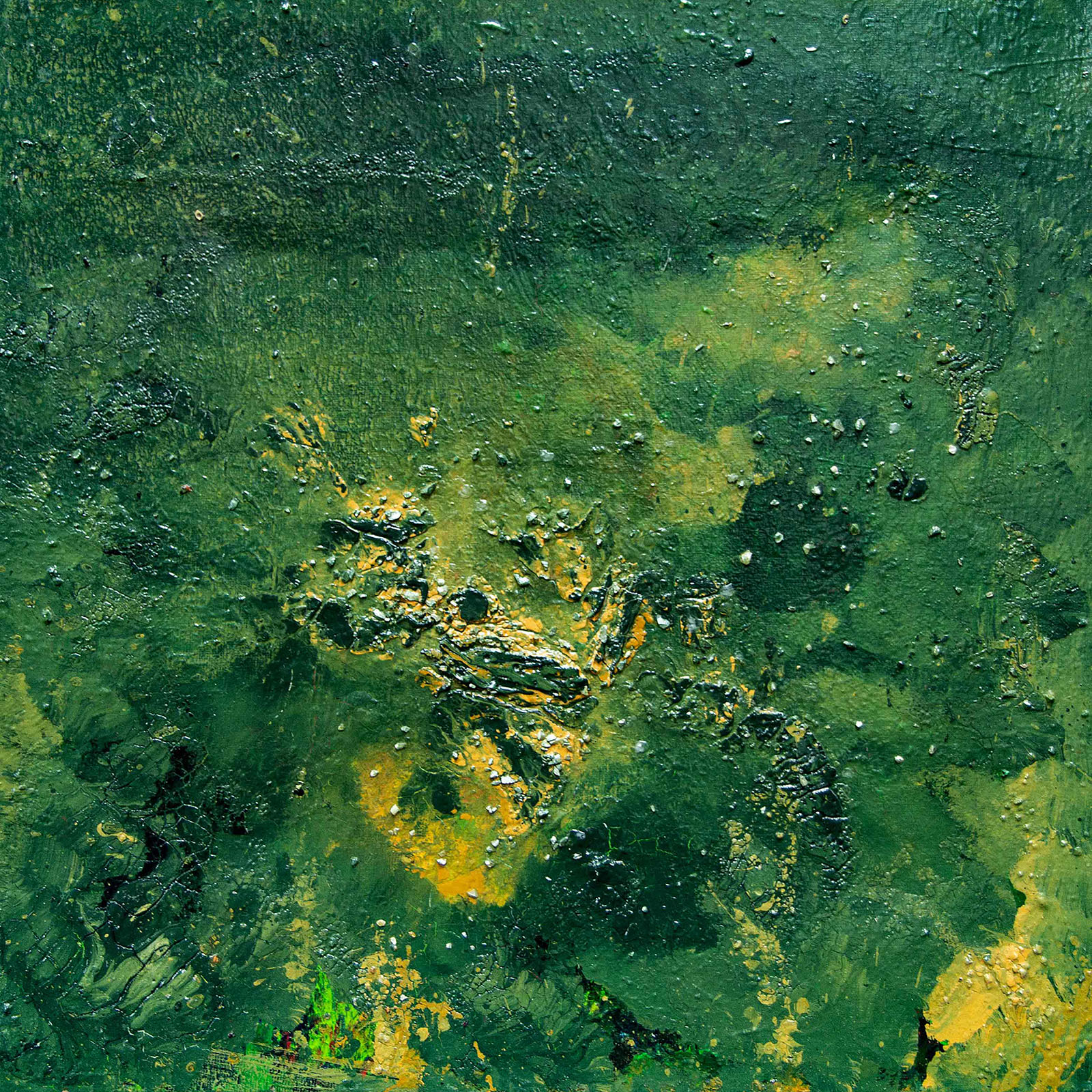 acryl-on-canvas abstract painted green canvas