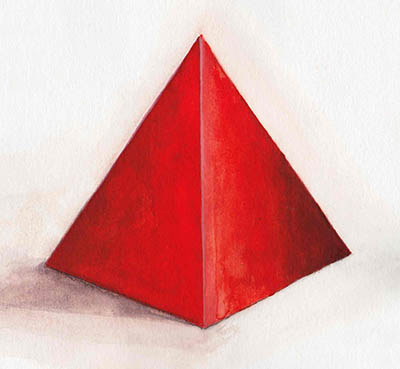 aquarell on paper a red pyramid