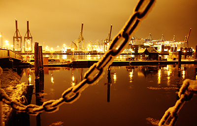 Hamburger Hafen Nachts Övelgönne